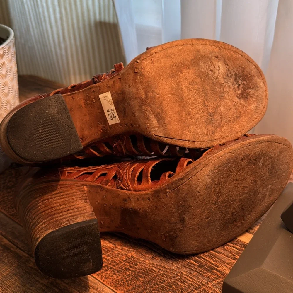 Free Bird Bela Braided Brown Women's Open-Toe Boots size 8 - Picture 8 of 9